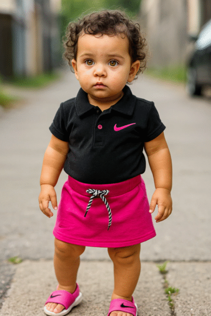 Conj Nike Baby | Body Polo + Saia + Chinelo